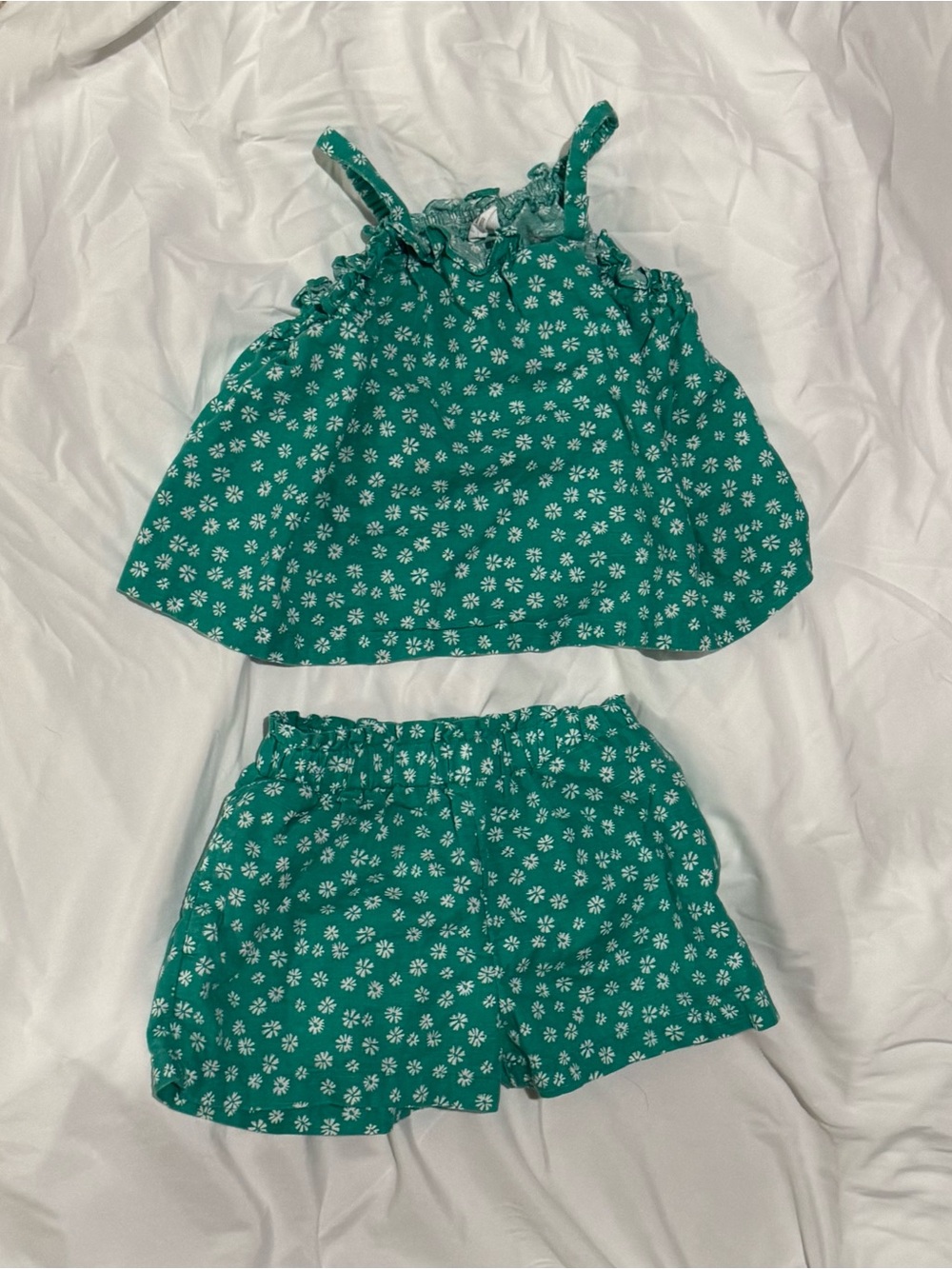 GAP Green Daisy Print linen Sleeveless Top & Shorts Set